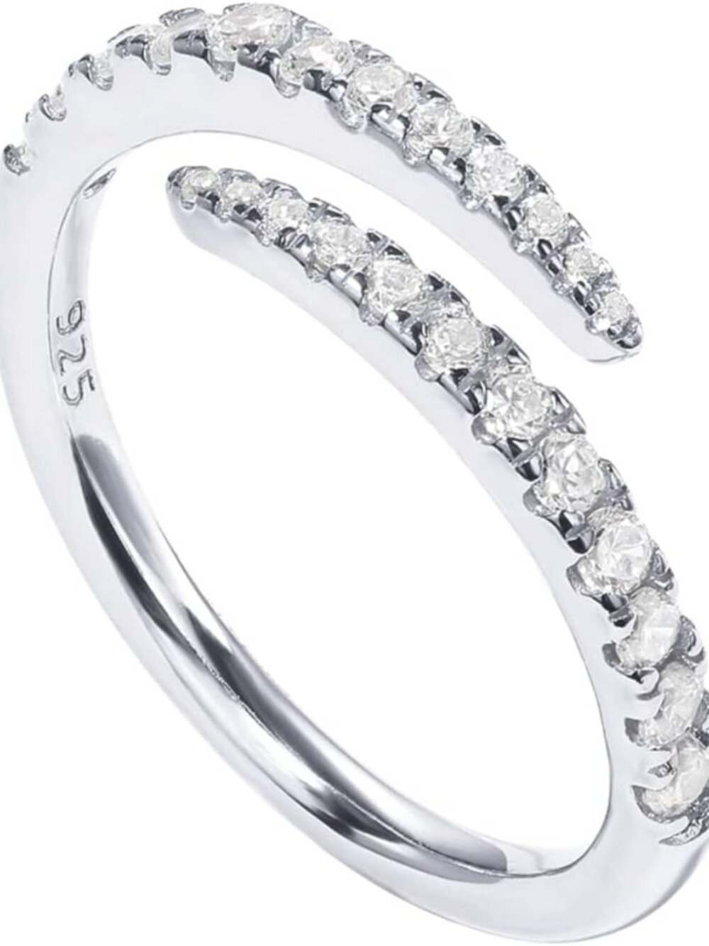 14K Gold Plated Cubic Zirconia Open Twist Eternity Band Ring for Women